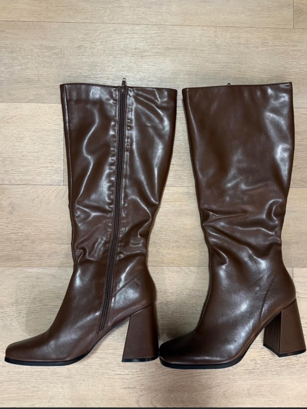 Brown knee high boots